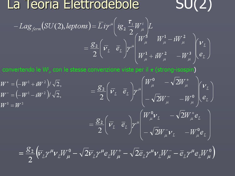 La Teoria Elettrodebole SU(2)