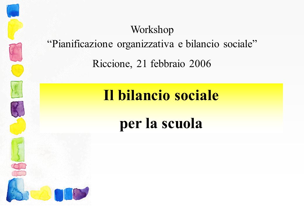 Pianificazione organizzativa e bilancio sociale