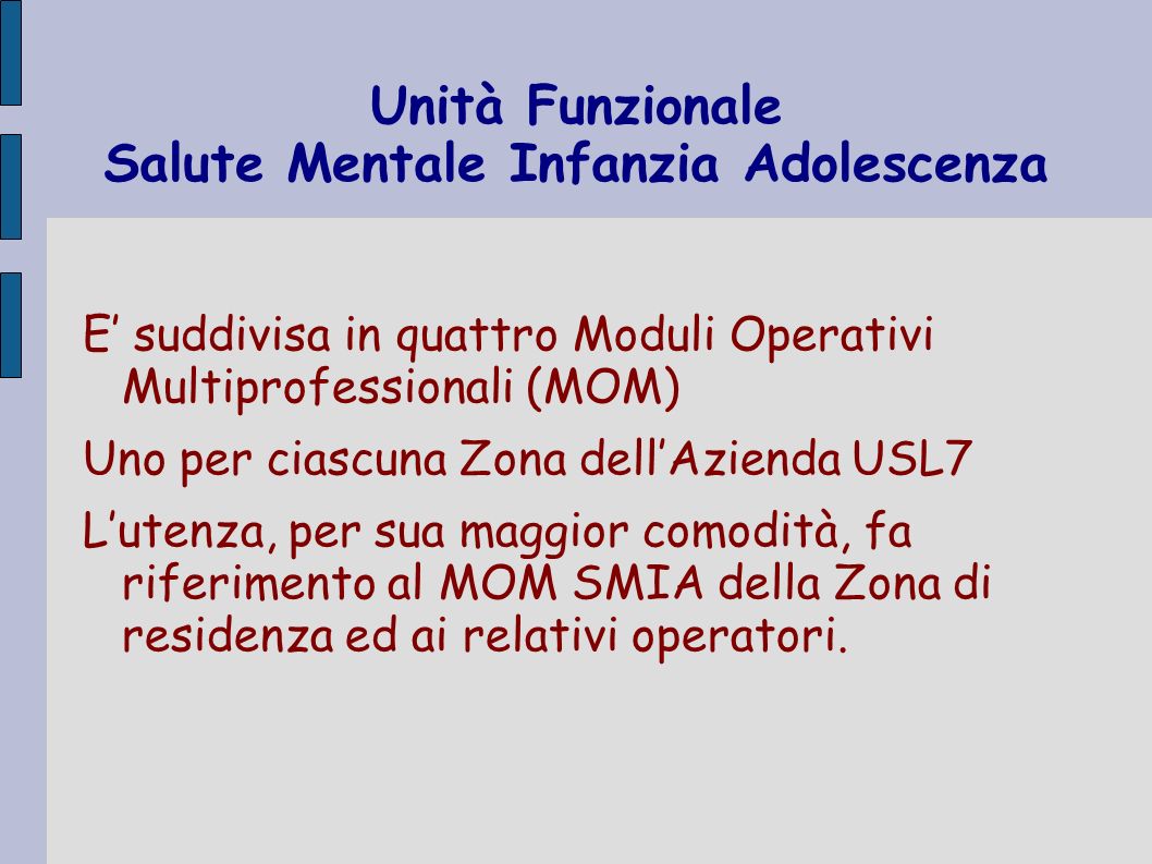 Unità Funzionale Salute Mentale Infanzia Adolescenza