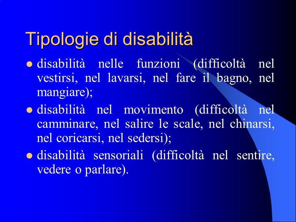 Tipologie di disabilità