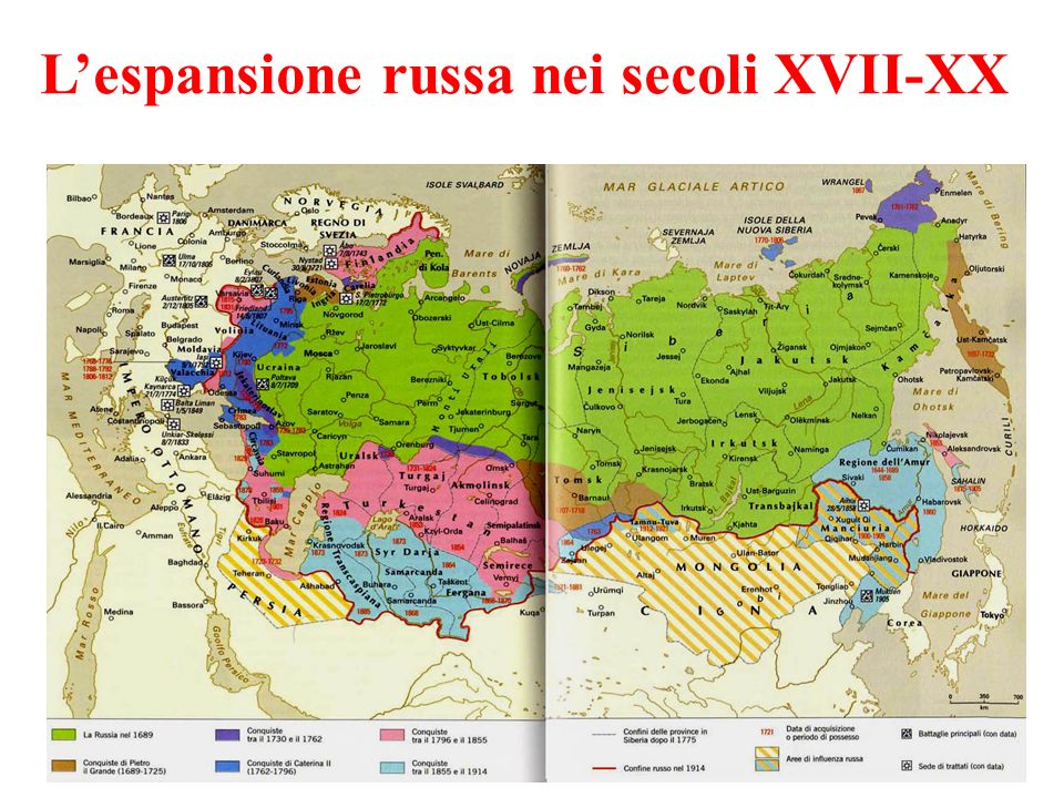 L’espansione russa nei secoli XVII-XX