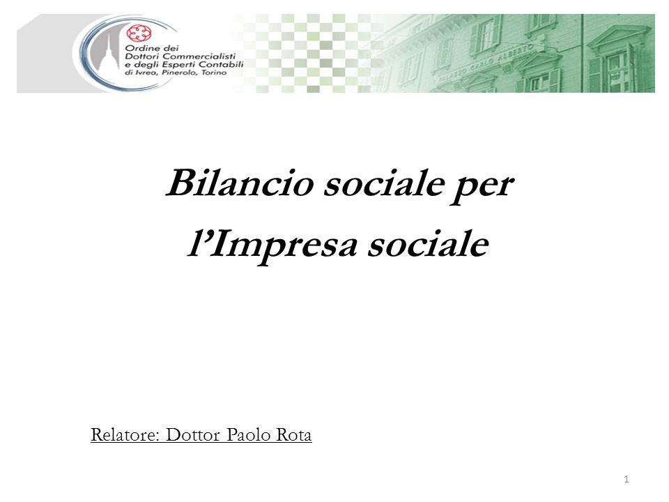 Bilancio sociale per l’Impresa sociale