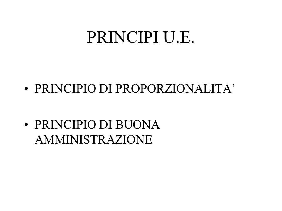 PRINCIPI U.E. PRINCIPIO DI PROPORZIONALITA’