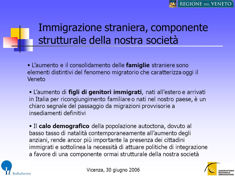 Immigrazione straniera, componente strutturale della nostra società