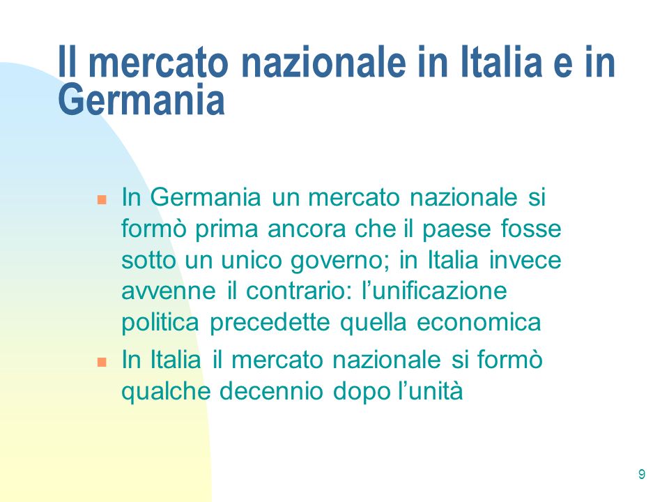 Il mercato nazionale in Italia e in Germania
