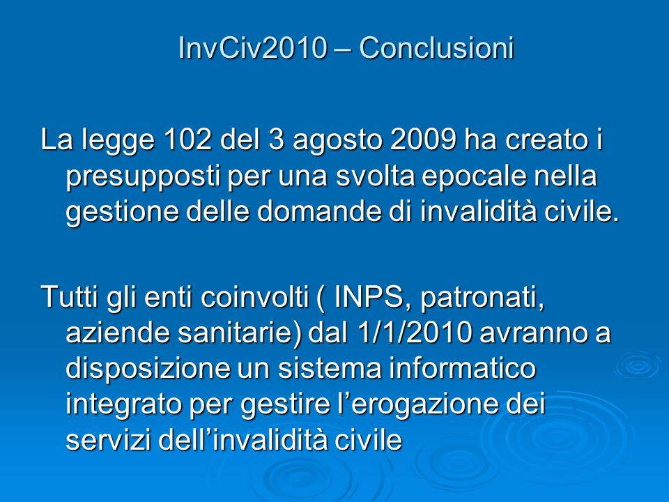 InvCiv2010 – Conclusioni
