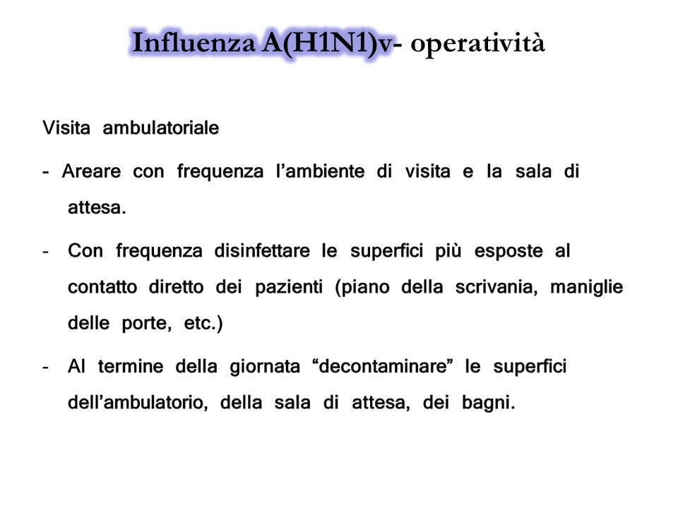 Influenza A(H1N1)v- operatività