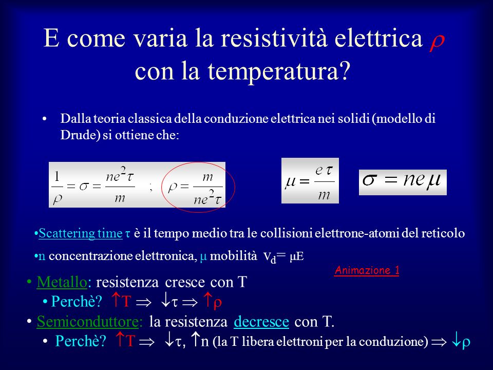 E come varia la resistività elettrica r con la temperatura