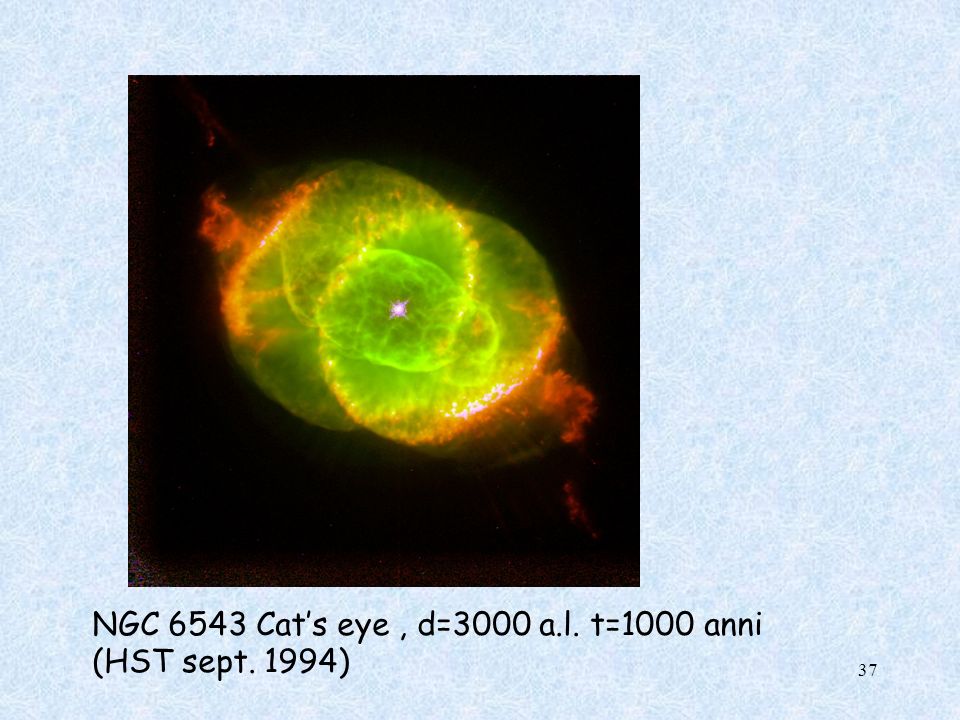 NGC 6543 Cat’s eye , d=3000 a.l. t=1000 anni (HST sept. 1994)