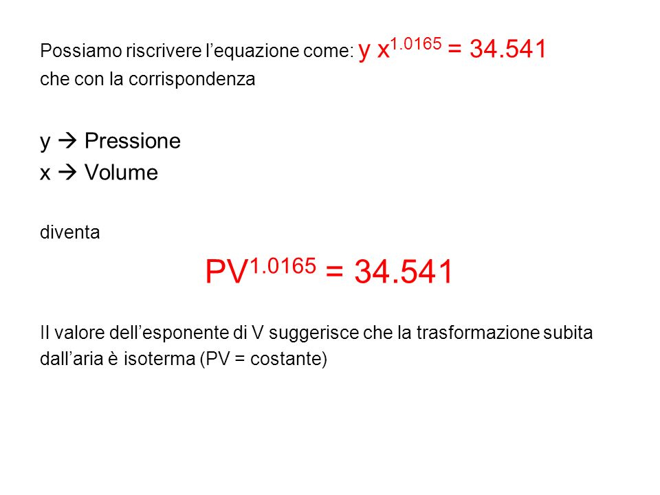 PV = y  Pressione x  Volume