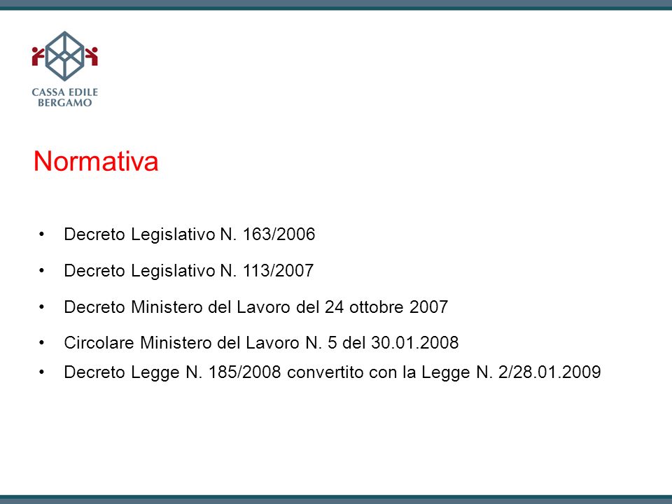 Normativa Decreto Legislativo N. 163/2006