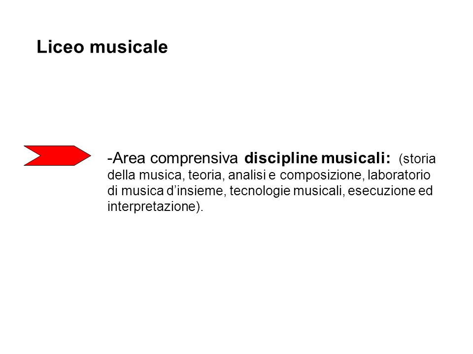 Liceo musicale Area comprensiva discipline musicali: (storia