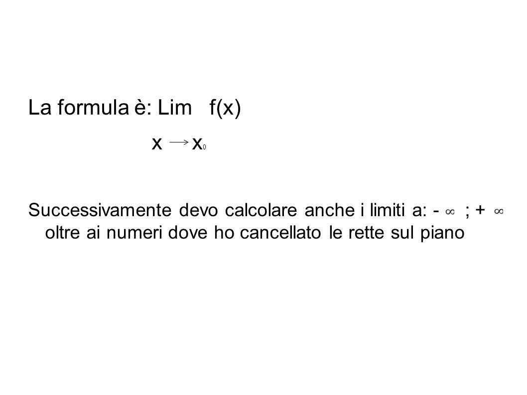 La formula è: Lim f(x) x x0