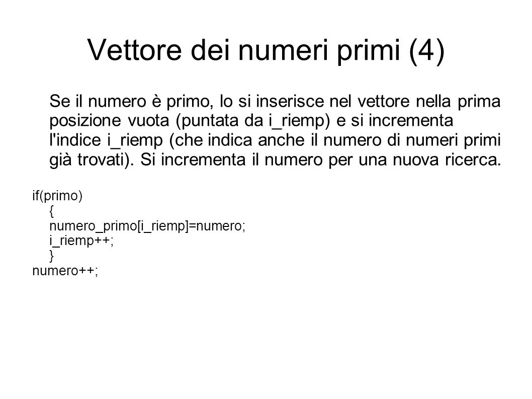 Vettore dei numeri primi (4)