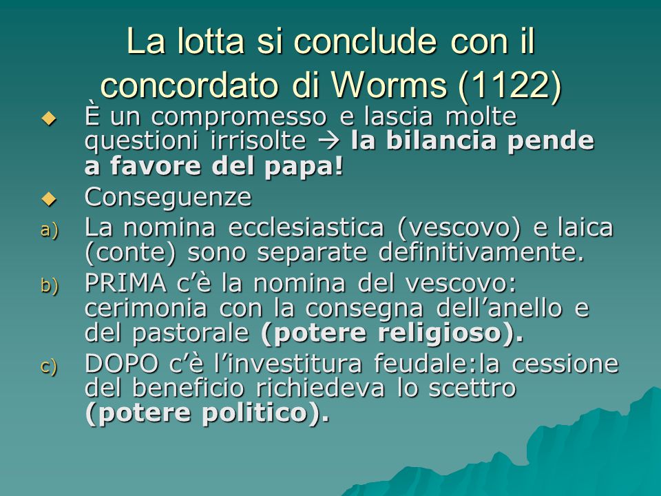 La lotta si conclude con il concordato di Worms (1122)