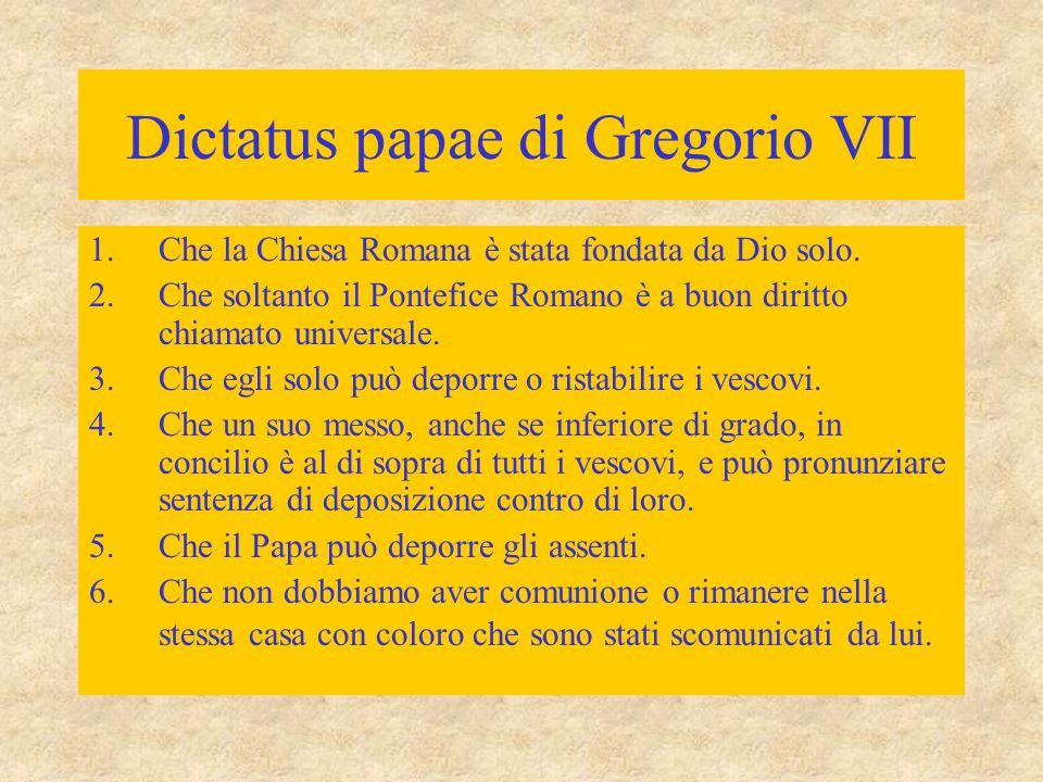 Dictatus papae di Gregorio VII