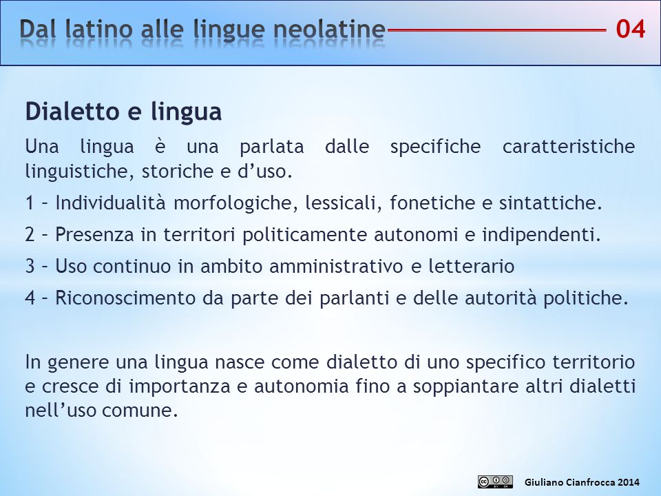Dal latino alle lingue neolatine 04