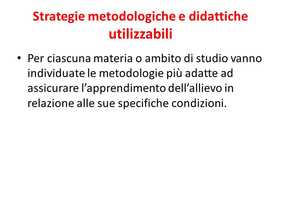 Strategie metodologiche e didattiche utilizzabili