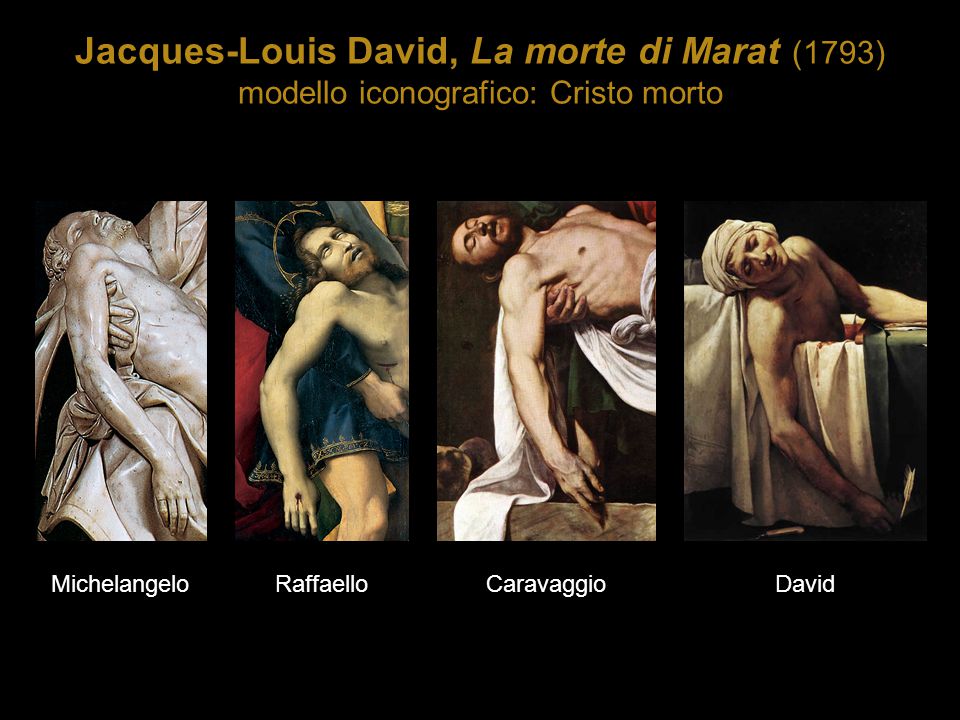 Jacques-Louis David, La morte di Marat (1793) modello iconografico: Cristo morto