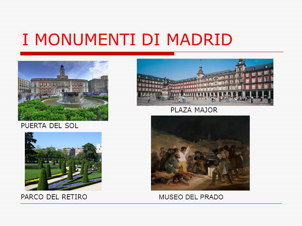 I MONUMENTI DI MADRID PLAZA MAJOR PUERTA DEL SOL PARCO DEL RETIRO