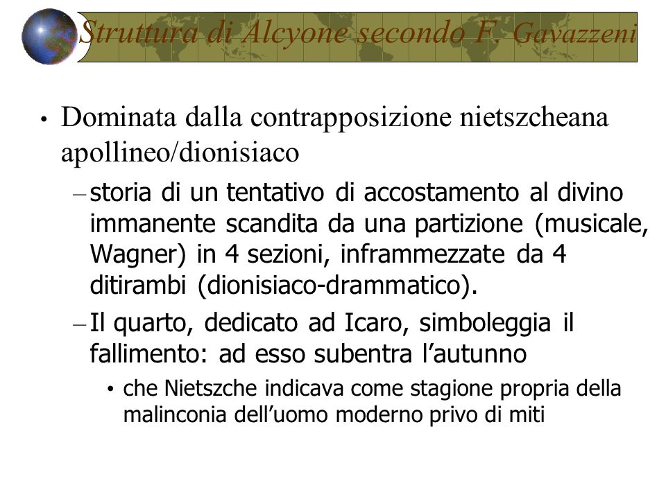 Struttura di Alcyone secondo F. Gavazzeni
