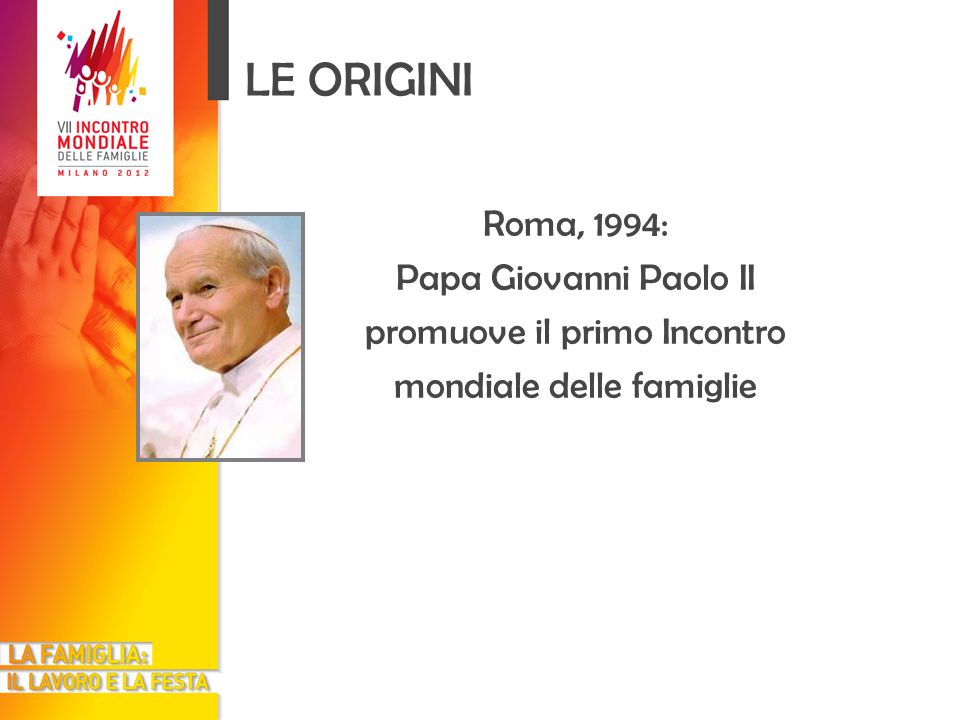 LE ORIGINI Roma, 1994: Papa Giovanni Paolo II
