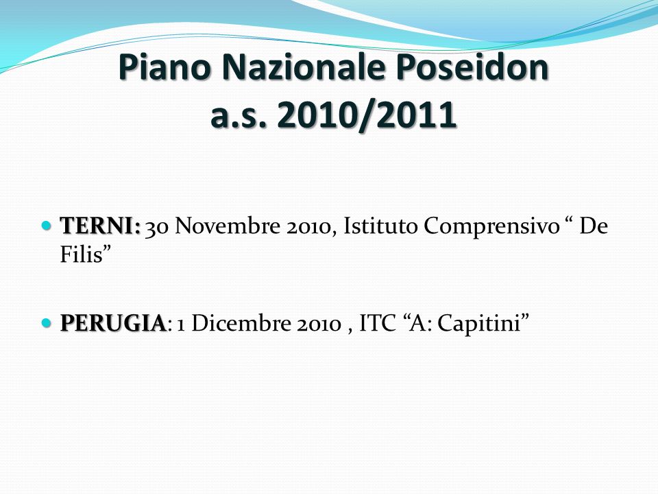 Piano Nazionale Poseidon a.s. 2010/2011