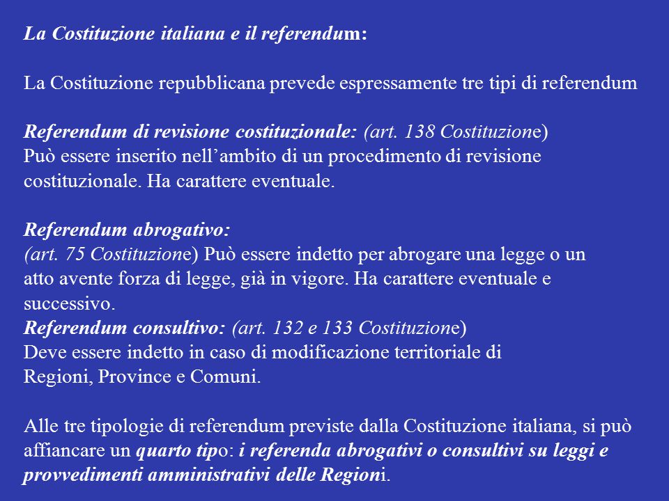 La Costituzione italiana e il referendum: