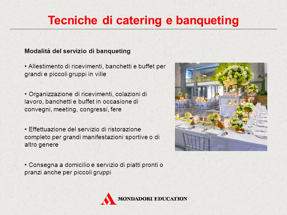 Tecniche di catering e banqueting