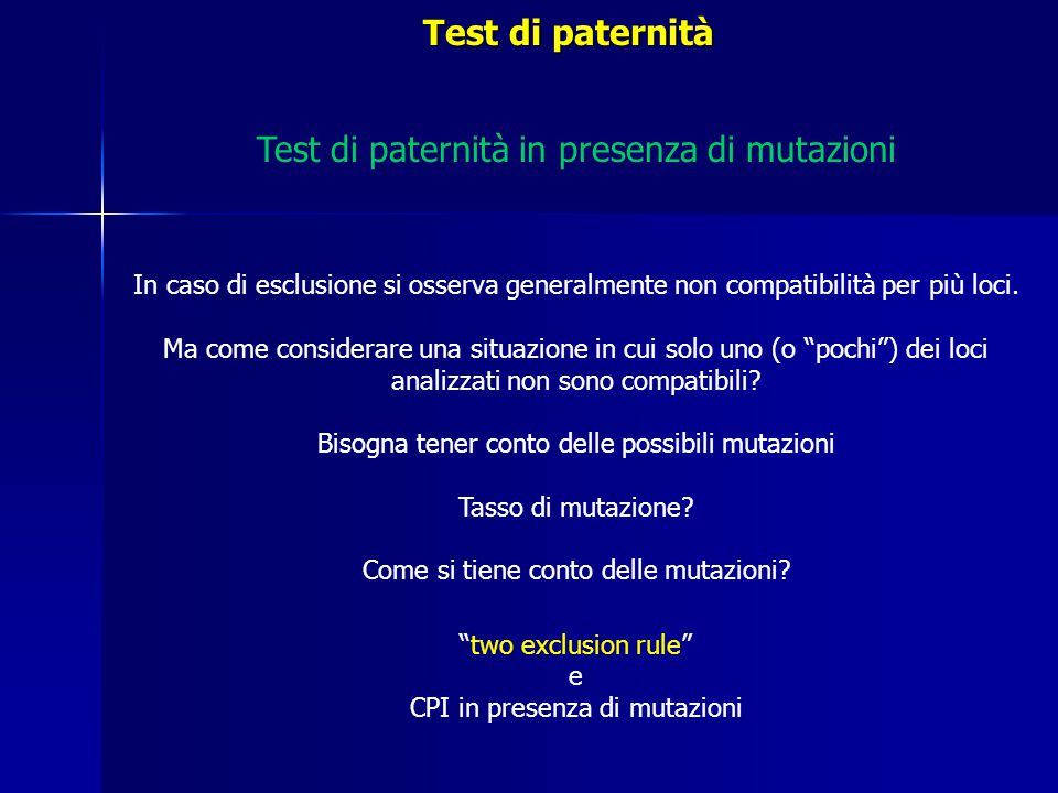 Test di paternità in presenza di mutazioni
