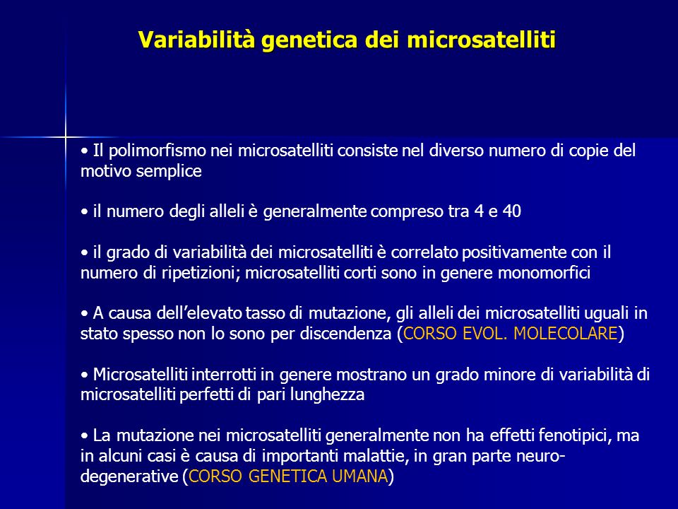 Variabilità genetica dei microsatelliti