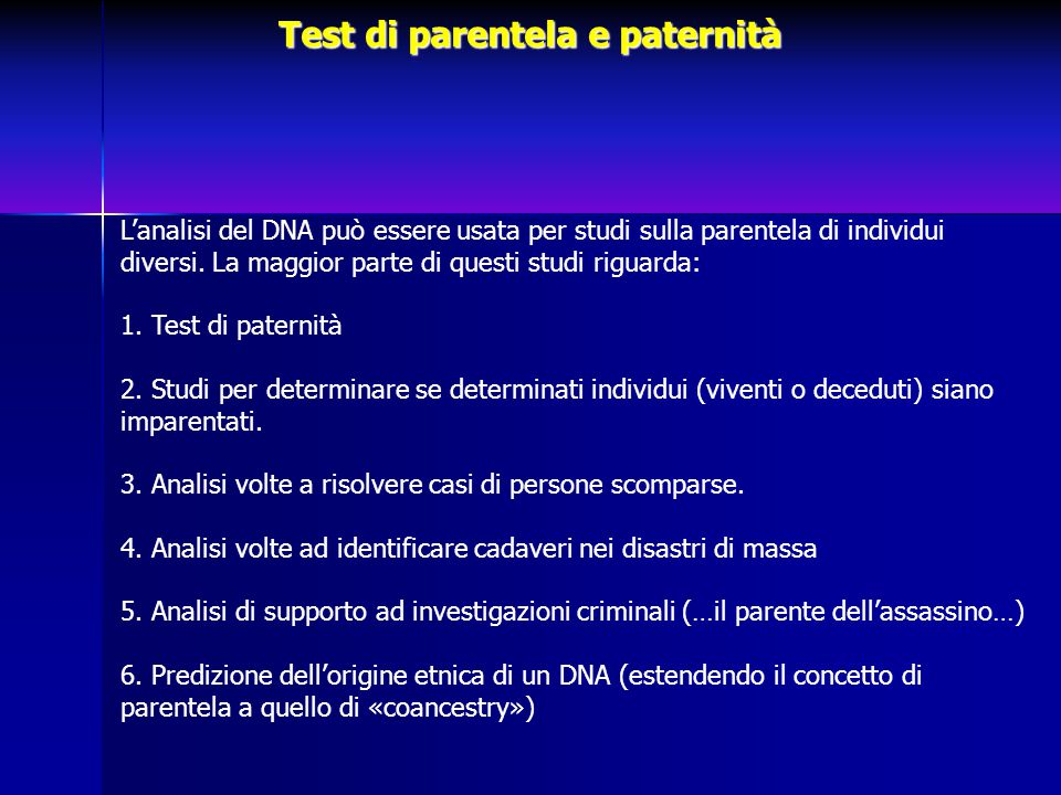 Test di parentela e paternità