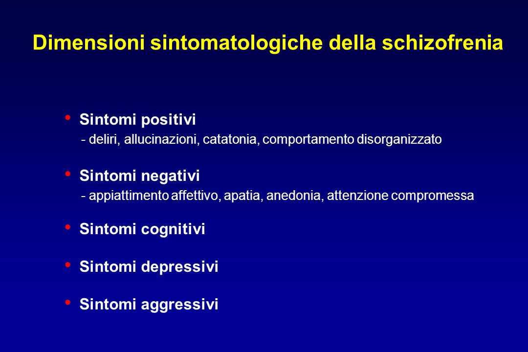 Dimensioni sintomatologiche della schizofrenia