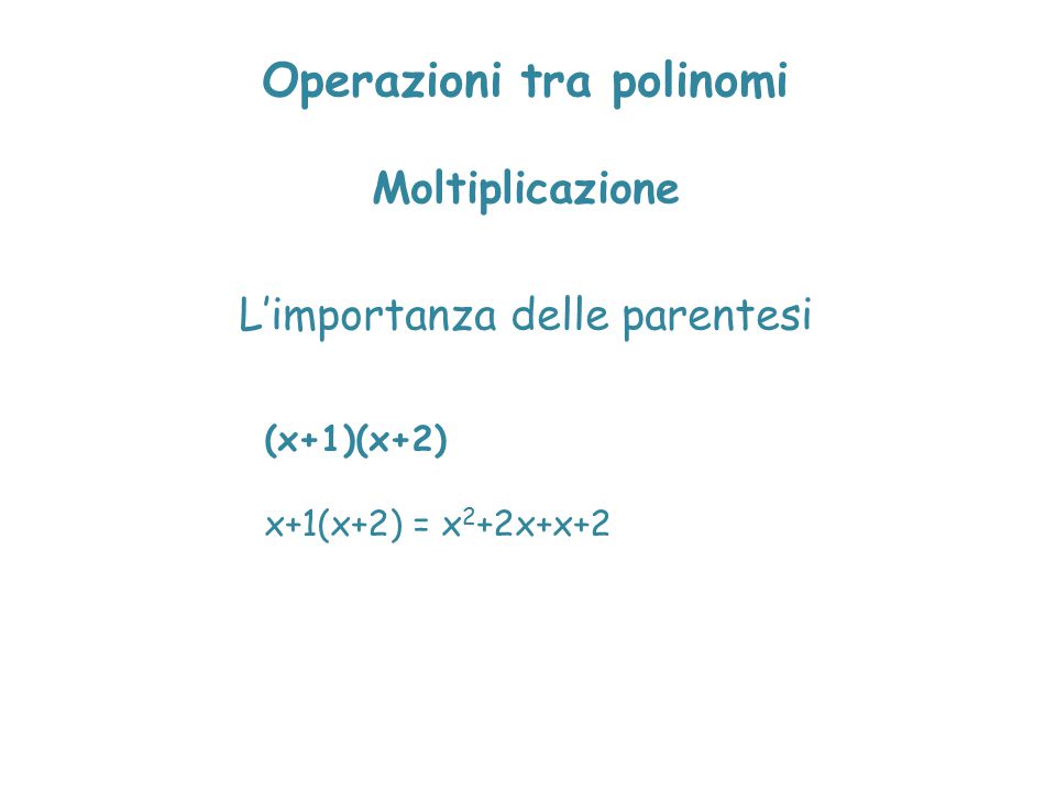 Operazioni tra polinomi Moltiplicazione L’importanza delle parentesi