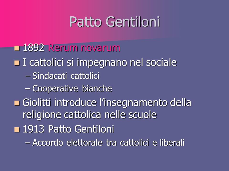 Patto Gentiloni 1892 Rerum novarum
