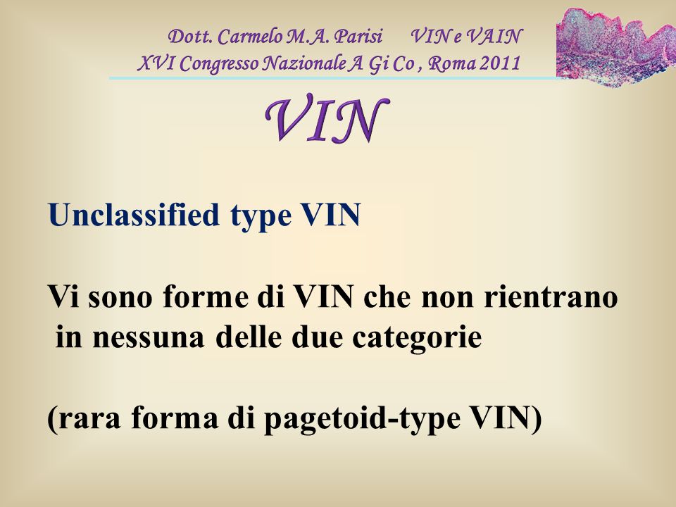 VIN Unclassified type VIN Vi sono forme di VIN che non rientrano
