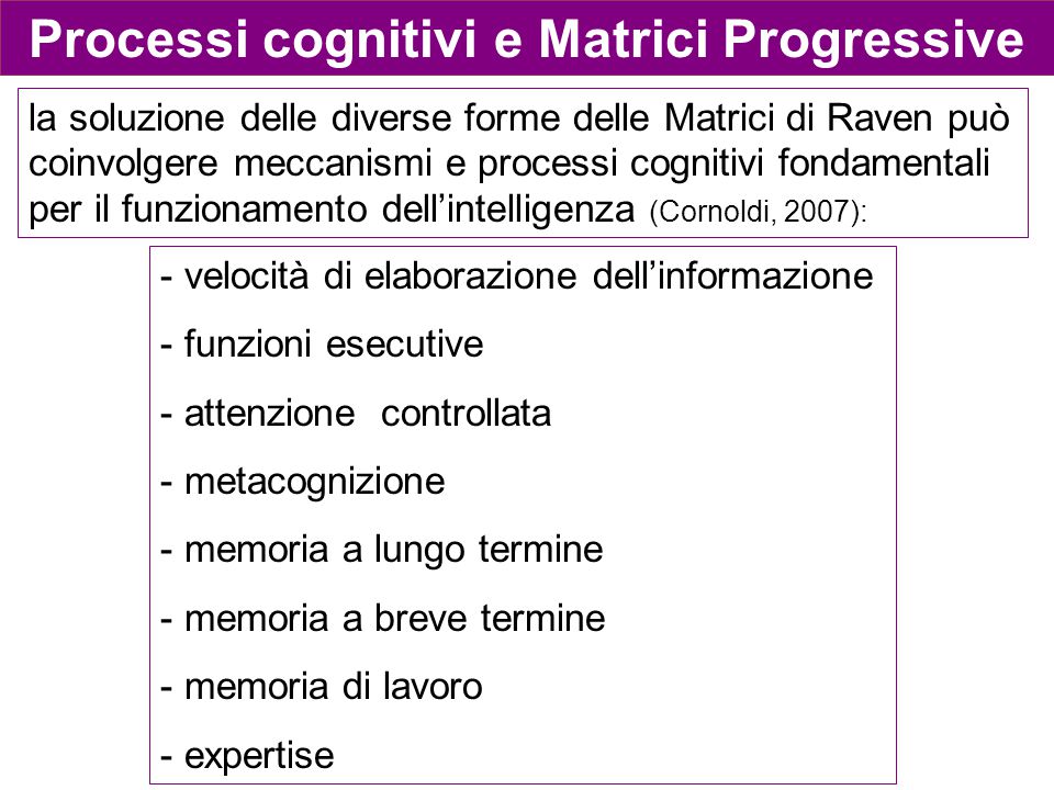 Processi cognitivi e Matrici Progressive