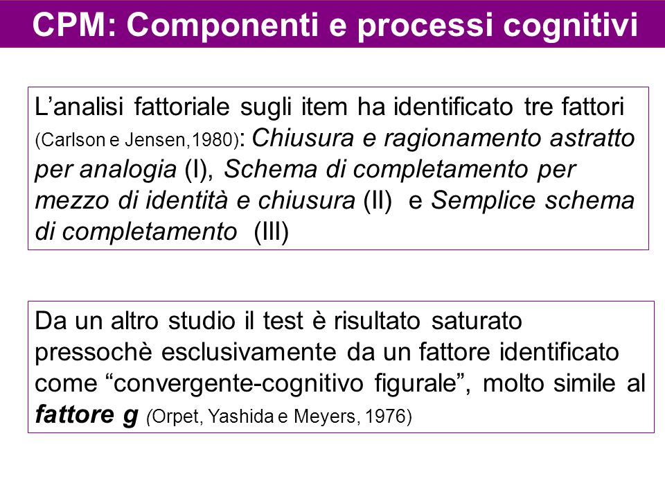CPM: Componenti e processi cognitivi