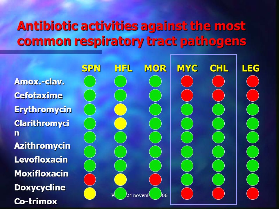 Antibiotic activities against the most common respiratory tract pathogens