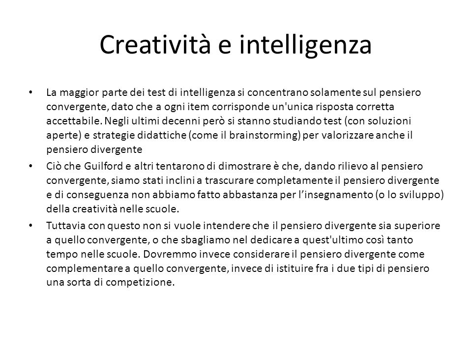 Creatività e intelligenza