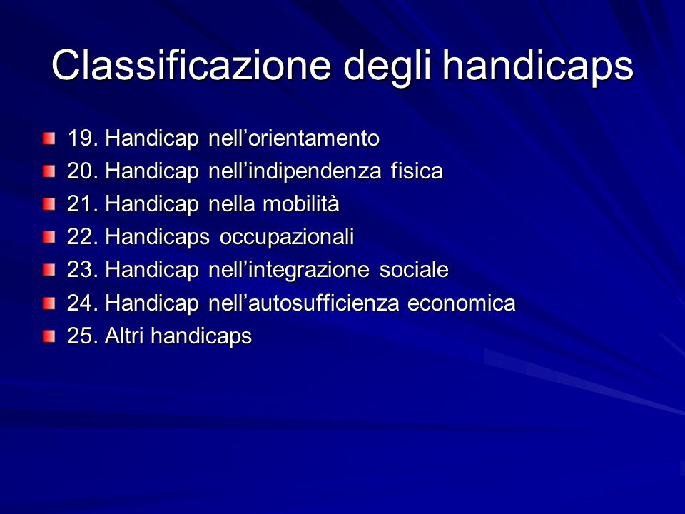 Classificazione degli handicaps