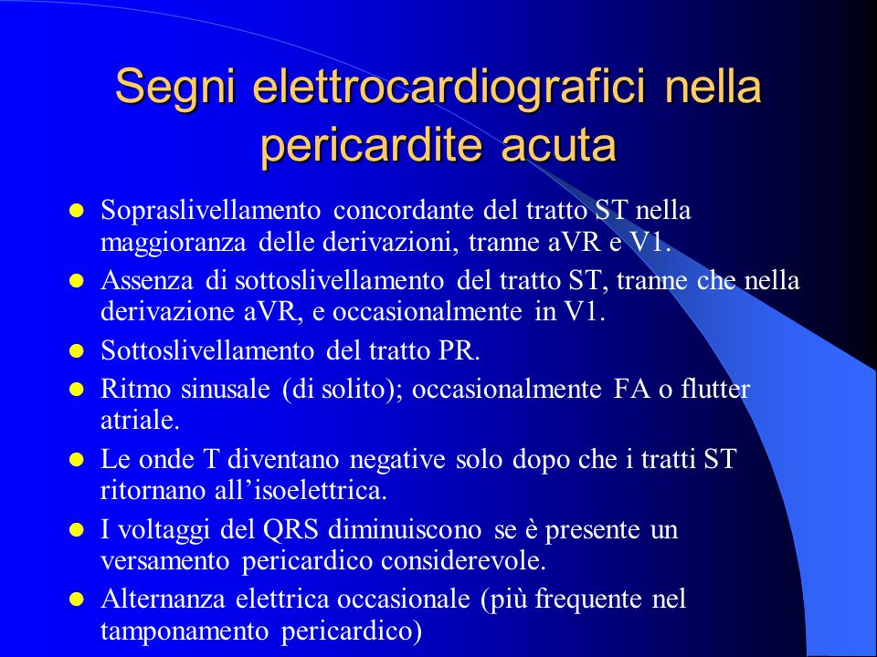 Segni elettrocardiografici nella pericardite acuta