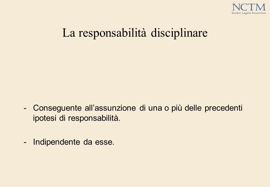 La responsabilità disciplinare