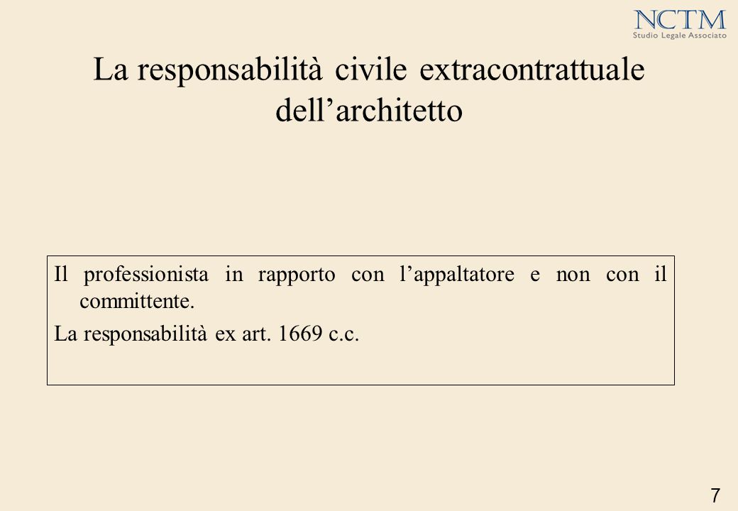 La responsabilità civile extracontrattuale dell’architetto