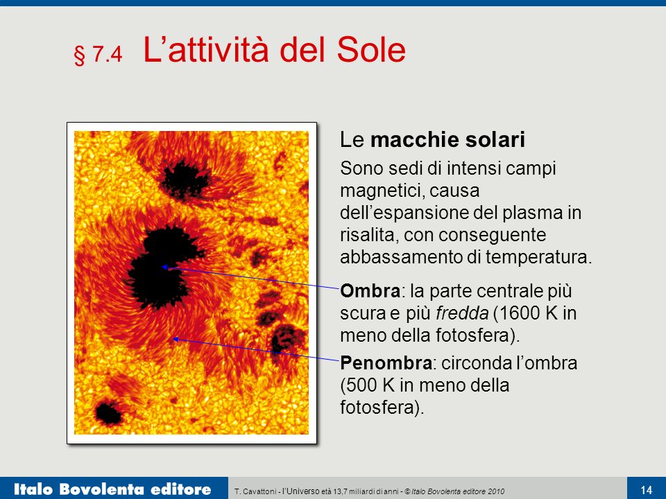 § 7.4 L’attività del Sole Le macchie solari