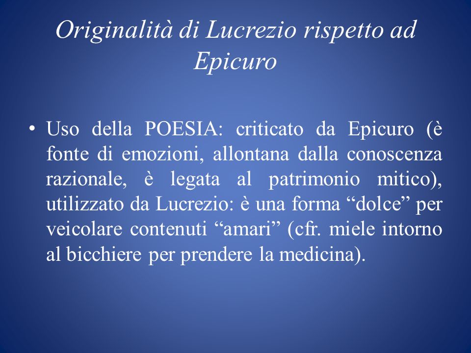 Originalità di Lucrezio rispetto ad Epicuro