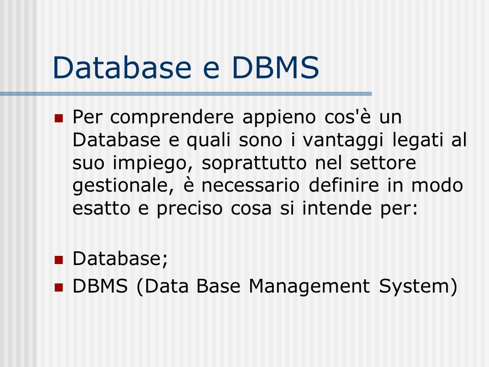Database e DBMS