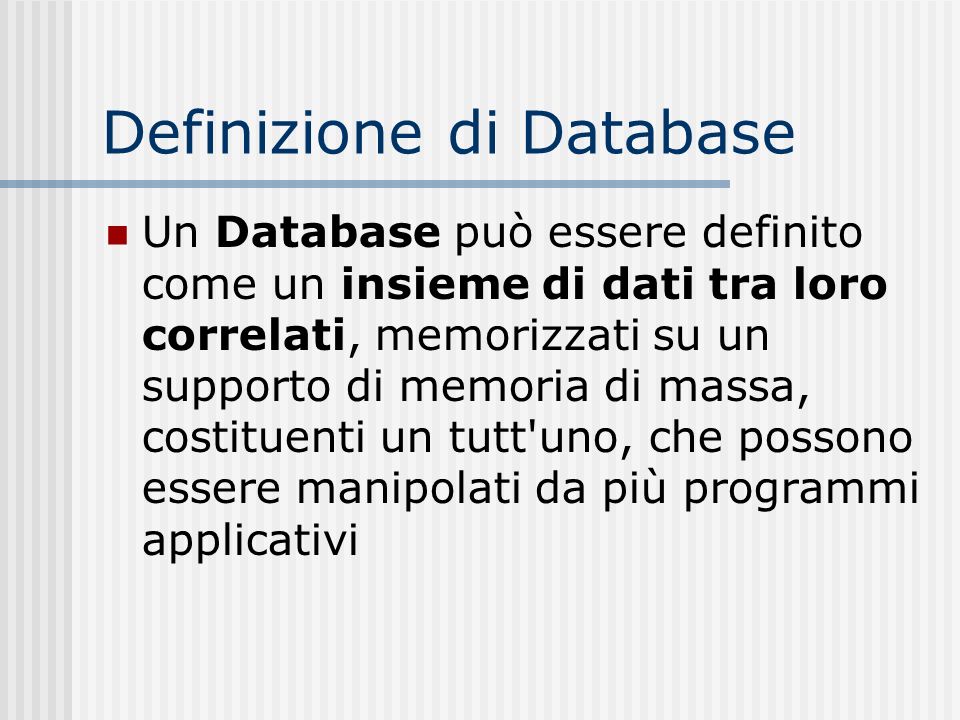 Definizione di Database