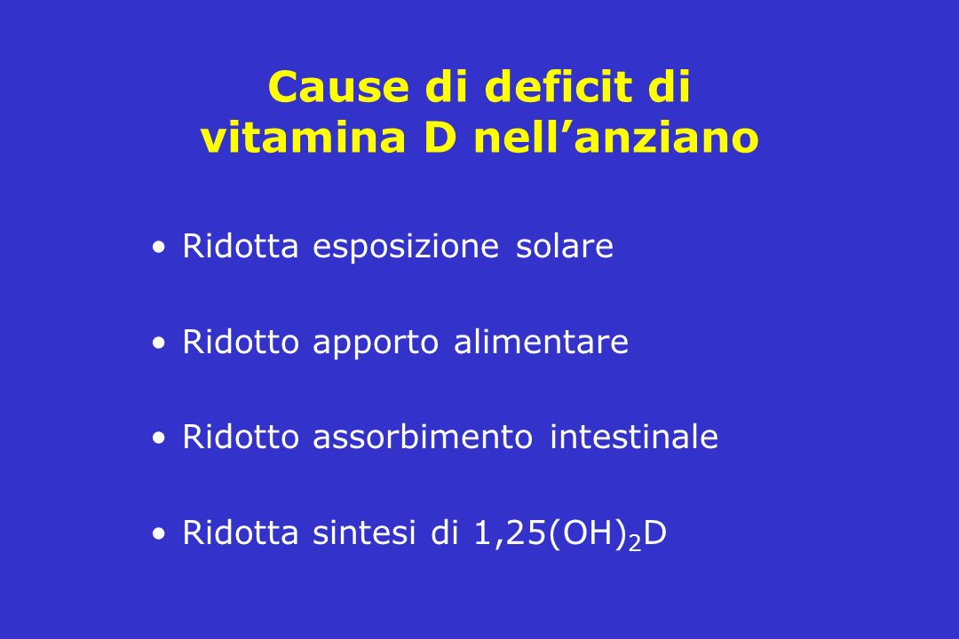 Cause di deficit di vitamina D nell’anziano