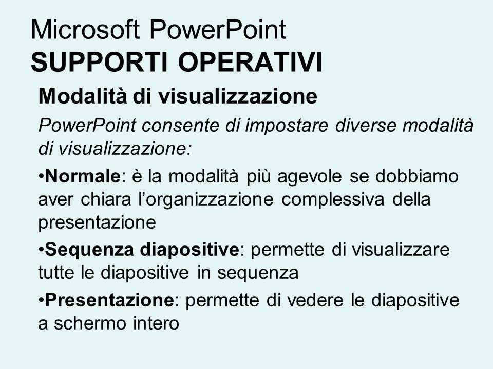 Microsoft PowerPoint SUPPORTI OPERATIVI